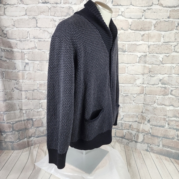 Daniel Hechter Paris Cotton Shawl Collar Grampa Cardigan Navy Size 2X Preppy - Picture 8 of 14